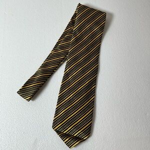 Brioni Roma 100% Seta Silk Striped Gold and Black Men's Tie